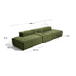 Divano Blok 4 posti in velluto a coste spesso verde 380 cm FSC Mix Credit