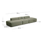 Divano Blok 4 posti in ciniglia verde muschio 380 cm FSC Mix Credit