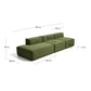 Divano Blok 3 posti con terminale destro in velluto a coste spesso verde 325 cm FSC Mix Credit