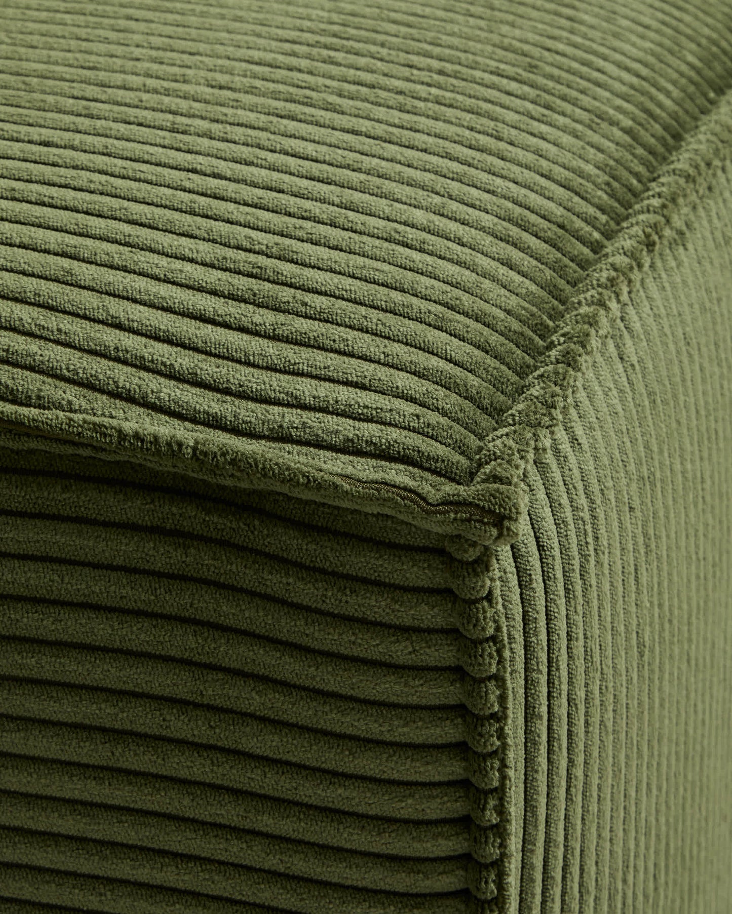 Divano Blok 3 posti con terminale destro in velluto a coste spesso verde 325 cm FSC Mix Credit