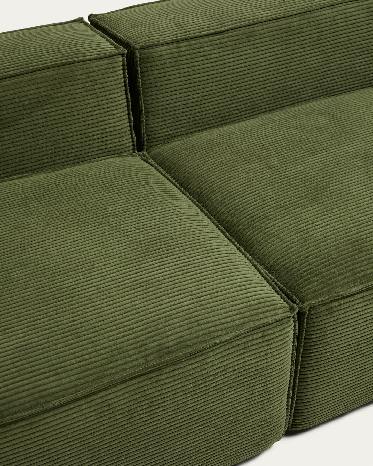 Divano Blok 3 posti con terminale destro in velluto a coste spesso verde 325 cm FSC Mix Credit