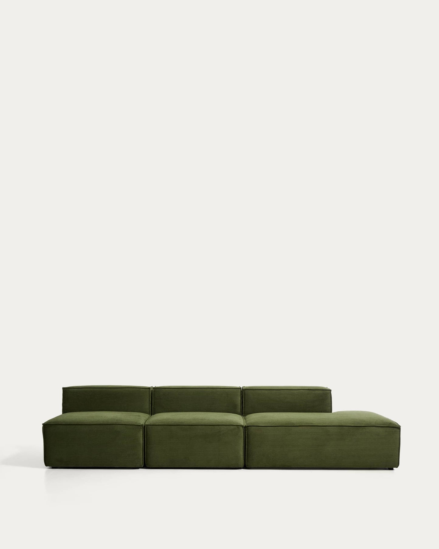 Divano Blok 3 posti con terminale destro in velluto a coste spesso verde 325 cm FSC Mix Credit
