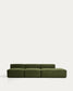 Divano Blok 3 posti con terminale destro in velluto a coste spesso verde 325 cm FSC Mix Credit