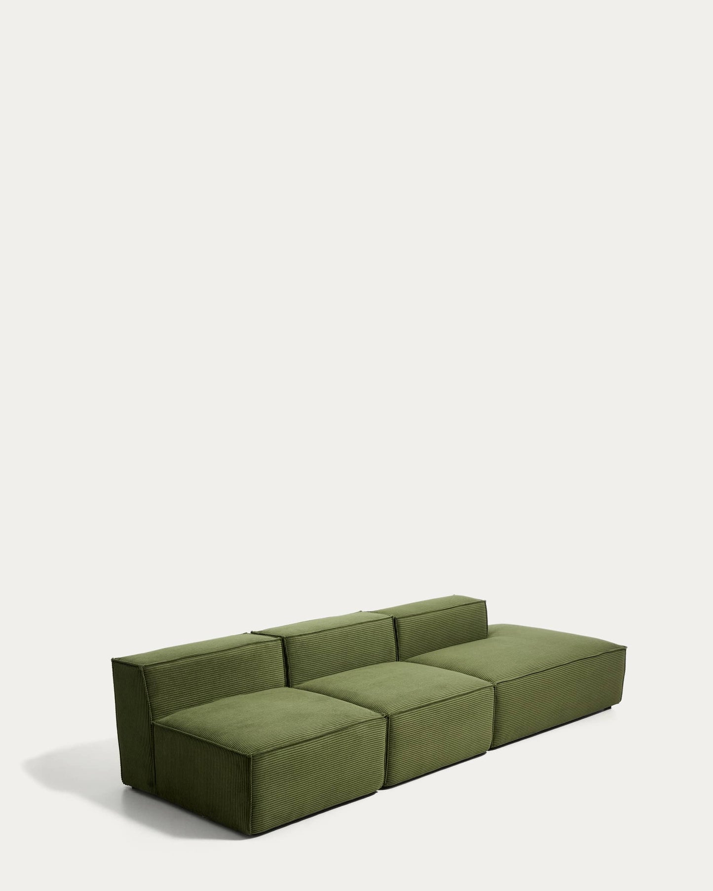 Divano Blok 3 posti con terminale destro in velluto a coste spesso verde 325 cm FSC Mix Credit