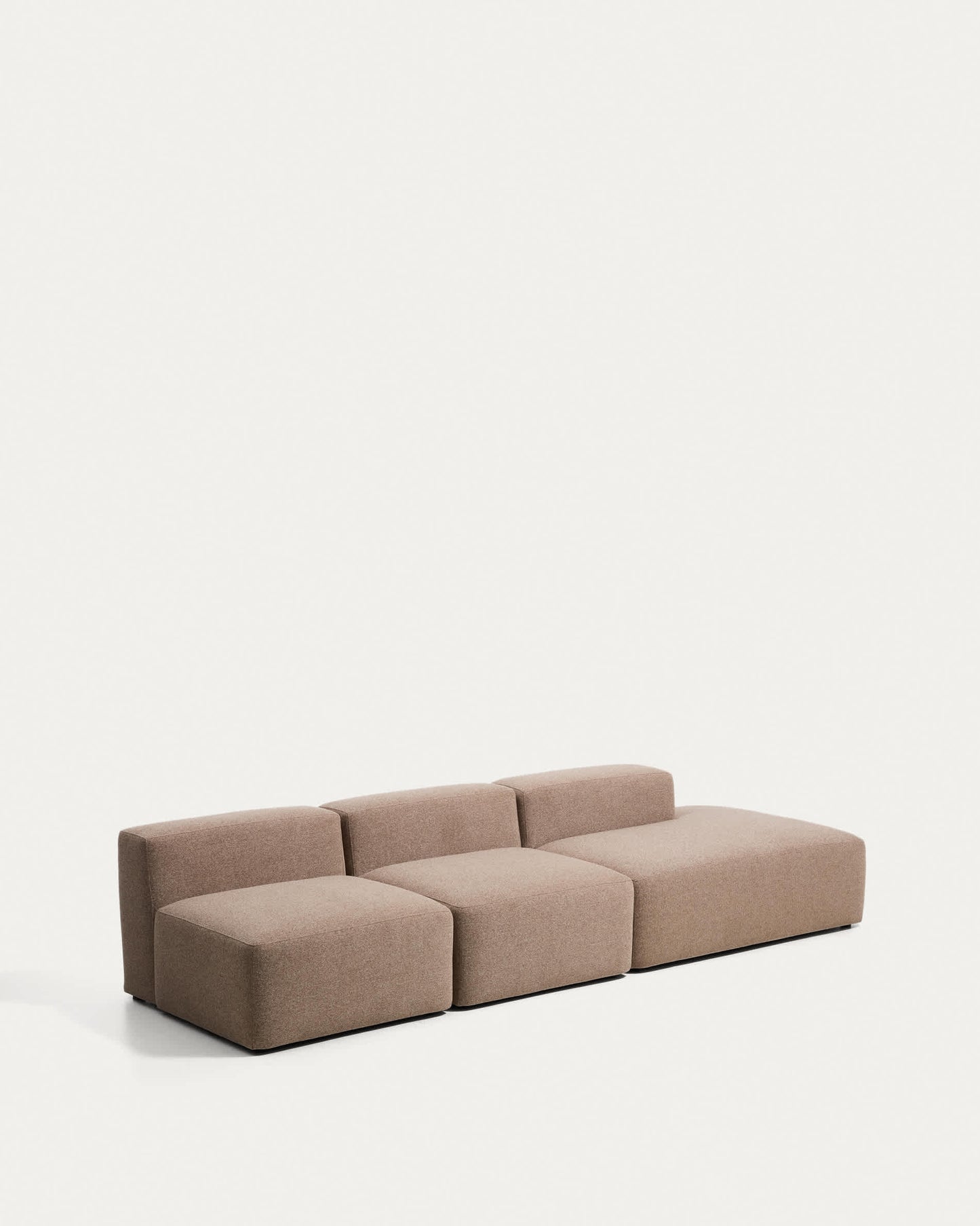Divano Blok 3 posti con terminale destro in ciniglia marrone 325 cm FSC Mix Credit