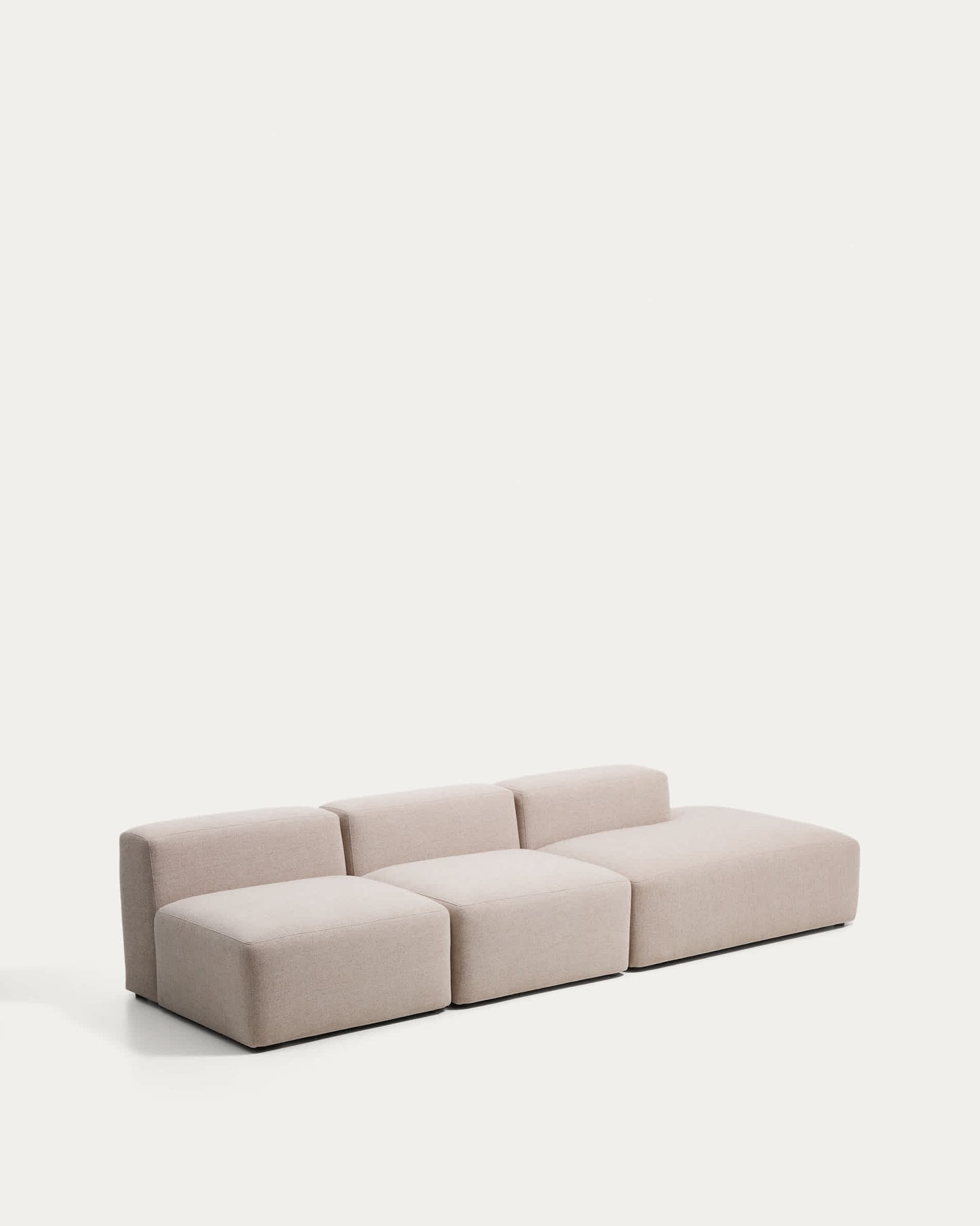 Divano Blok 3 posti con terminale destro in ciniglia beige 325 cm FSC Mix Credit