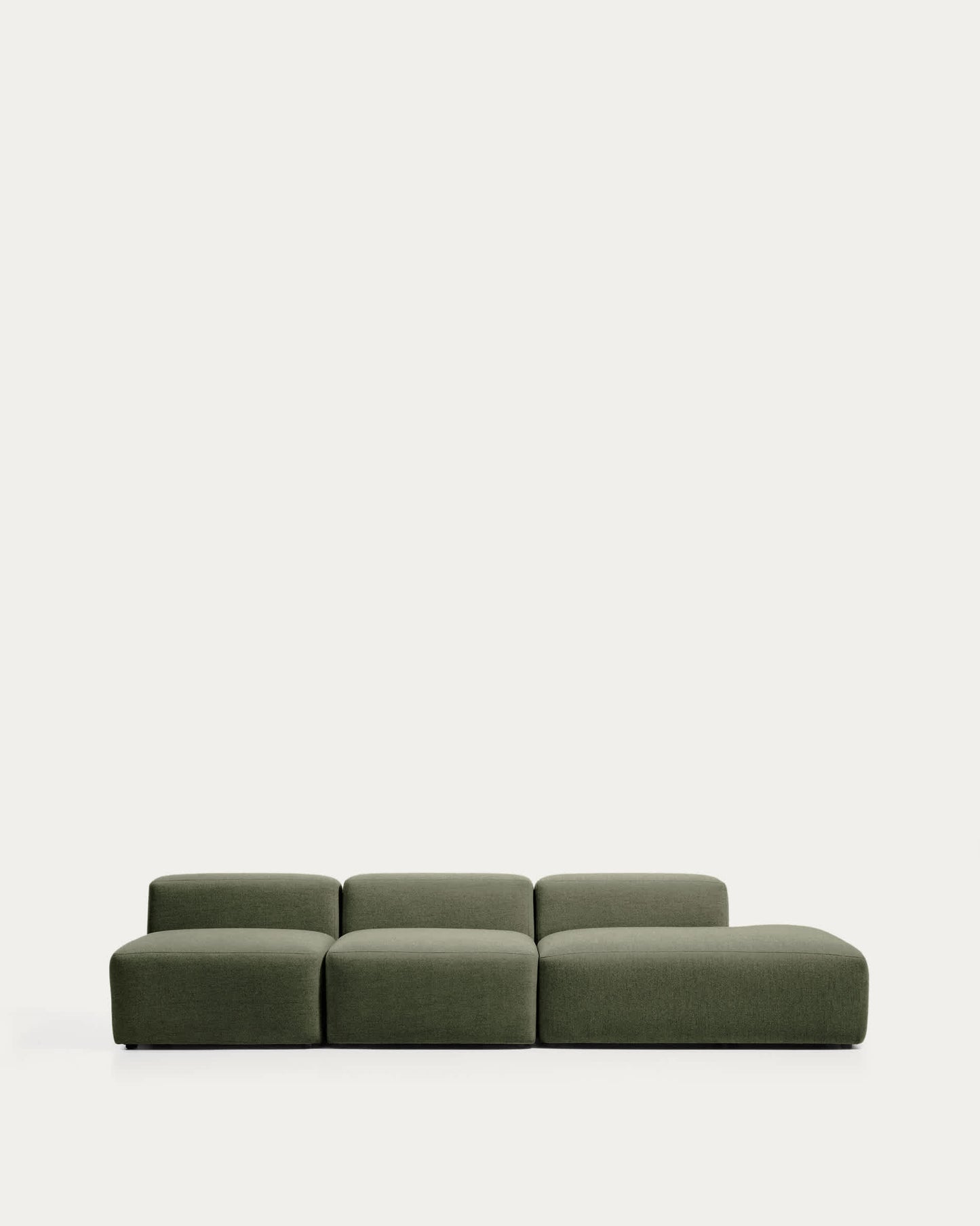 Divano Blok 3 posti con terminale destro in ciniglia verde muschio 325 cm FSC Mix Credit