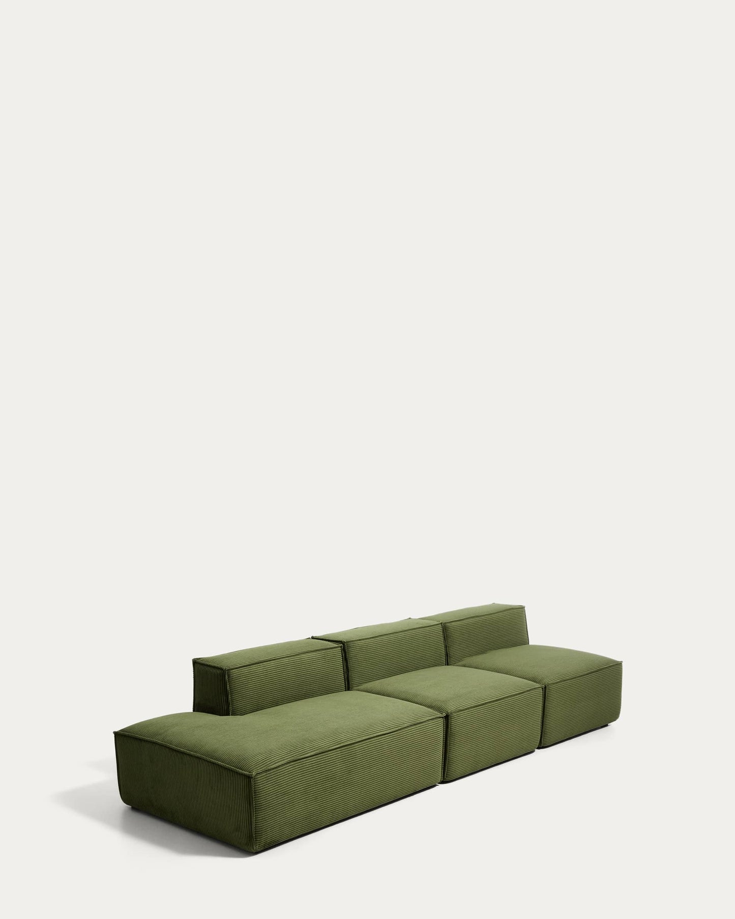 Divano Blok 3 posti con terminale sinistro in velluto a coste spesso verde 325 cm FSC Mix Credit