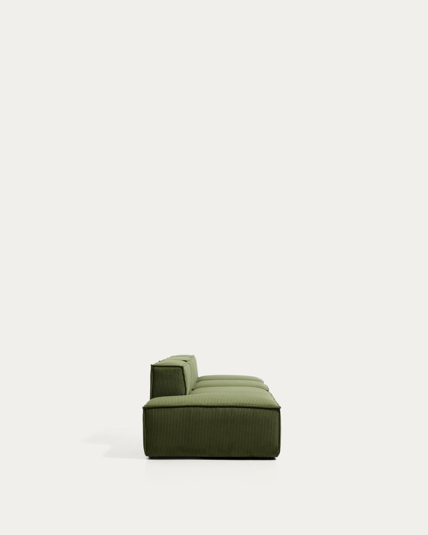 Divano Blok 3 posti con terminale sinistro in velluto a coste spesso verde 325 cm FSC Mix Credit