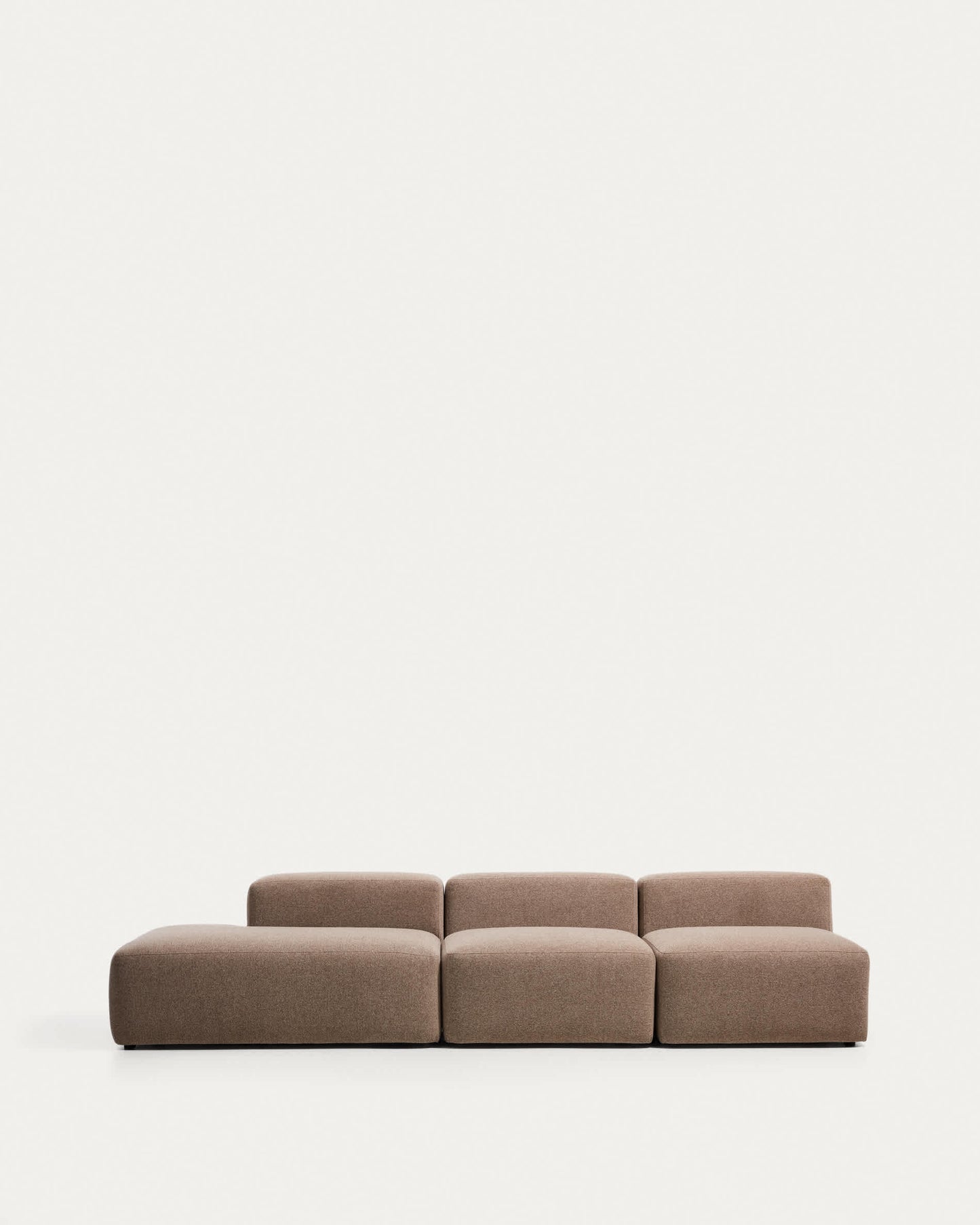 Divano Blok 3 posti con terminale sinistro in ciniglia marrone 325 cm FSC Mix Credit