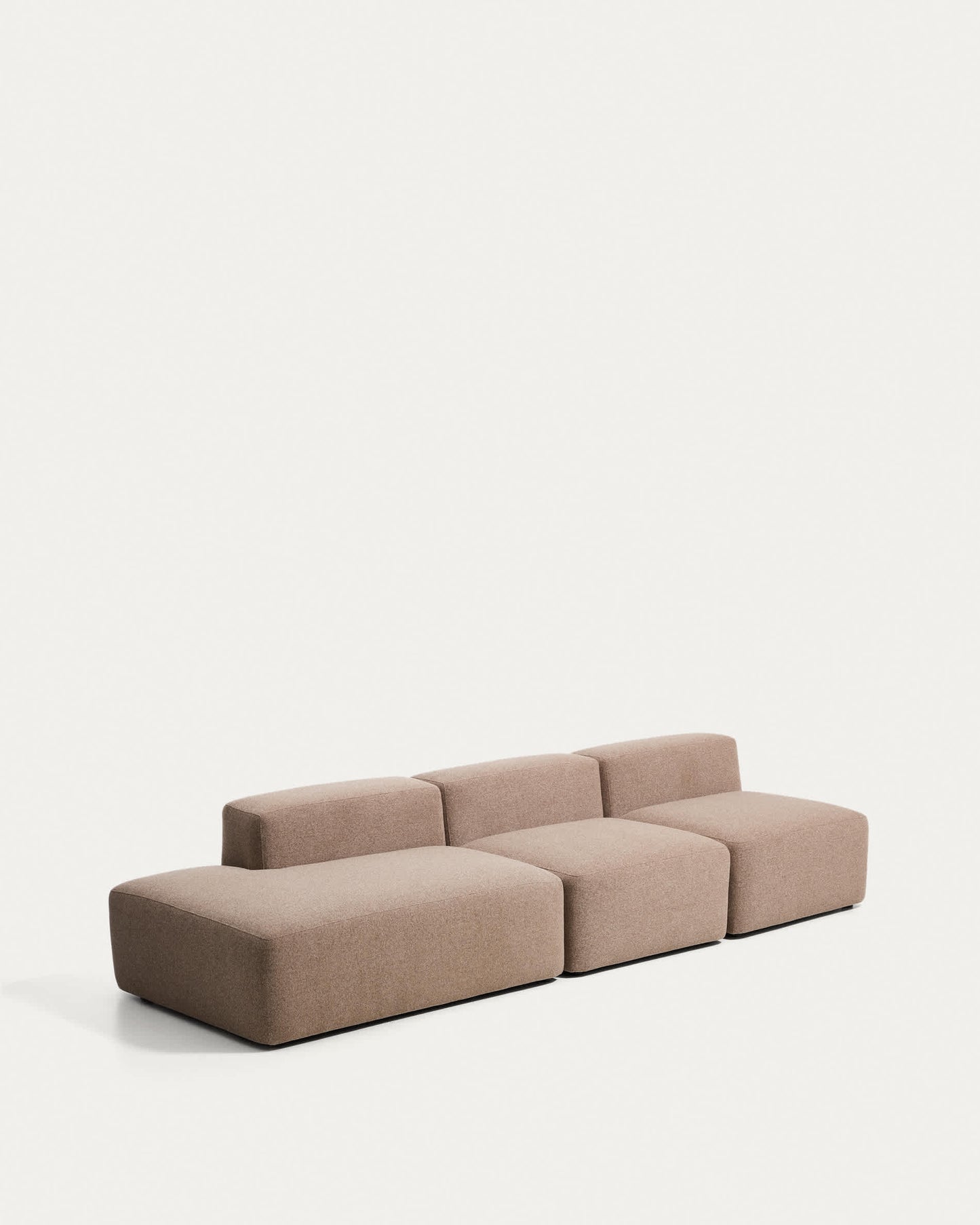 Divano Blok 3 posti con terminale sinistro in ciniglia marrone 325 cm FSC Mix Credit