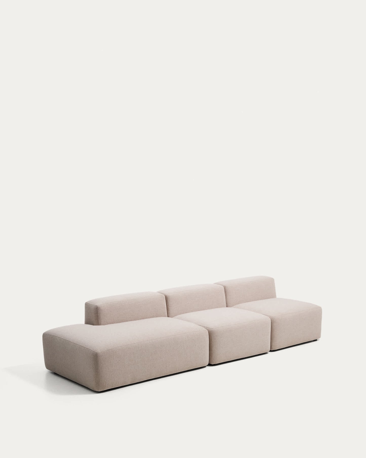 Divano Blok 3 posti con terminale sinistro in ciniglia beige 325 cm FSC Mix Credit