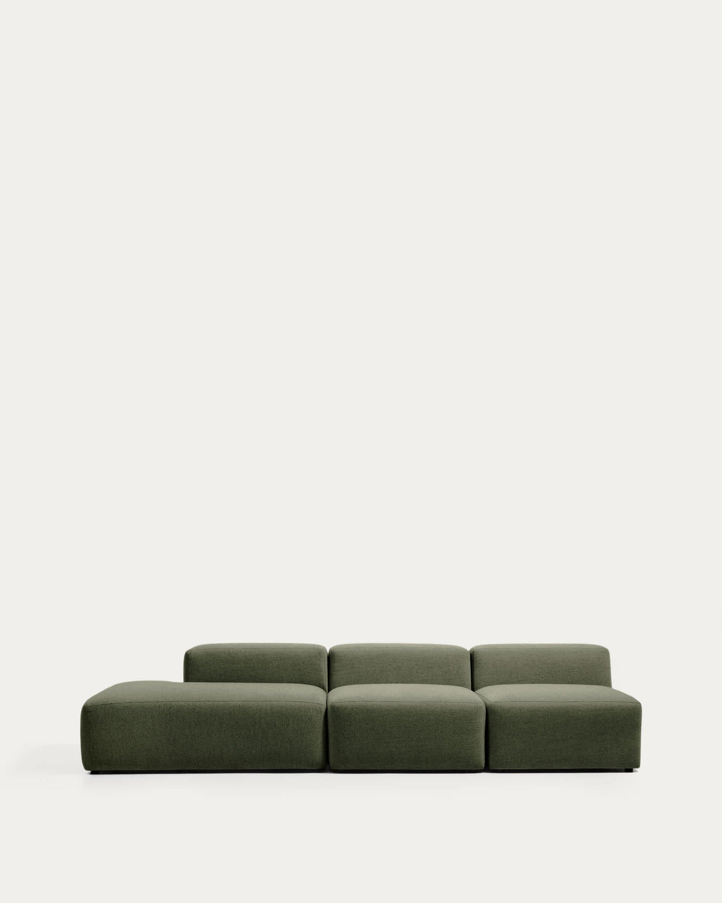 Divano Blok 3 posti con terminale sinistro in ciniglia verde muschio 325 cm FSC Mix Credit