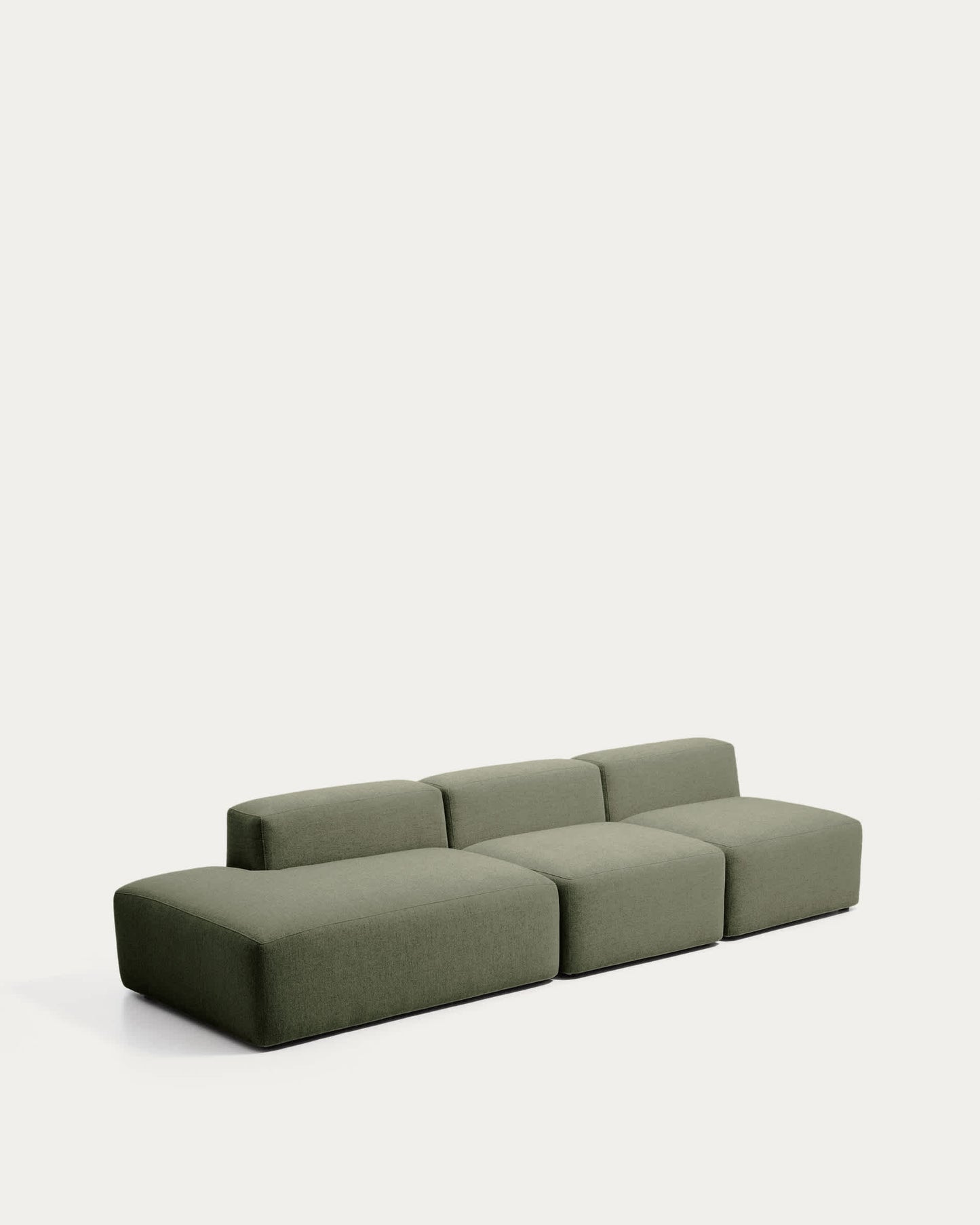 Divano Blok 3 posti con terminale sinistro in ciniglia verde muschio 325 cm FSC Mix Credit