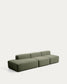 Divano Blok 3 posti con terminale sinistro in ciniglia verde muschio 325 cm FSC Mix Credit
