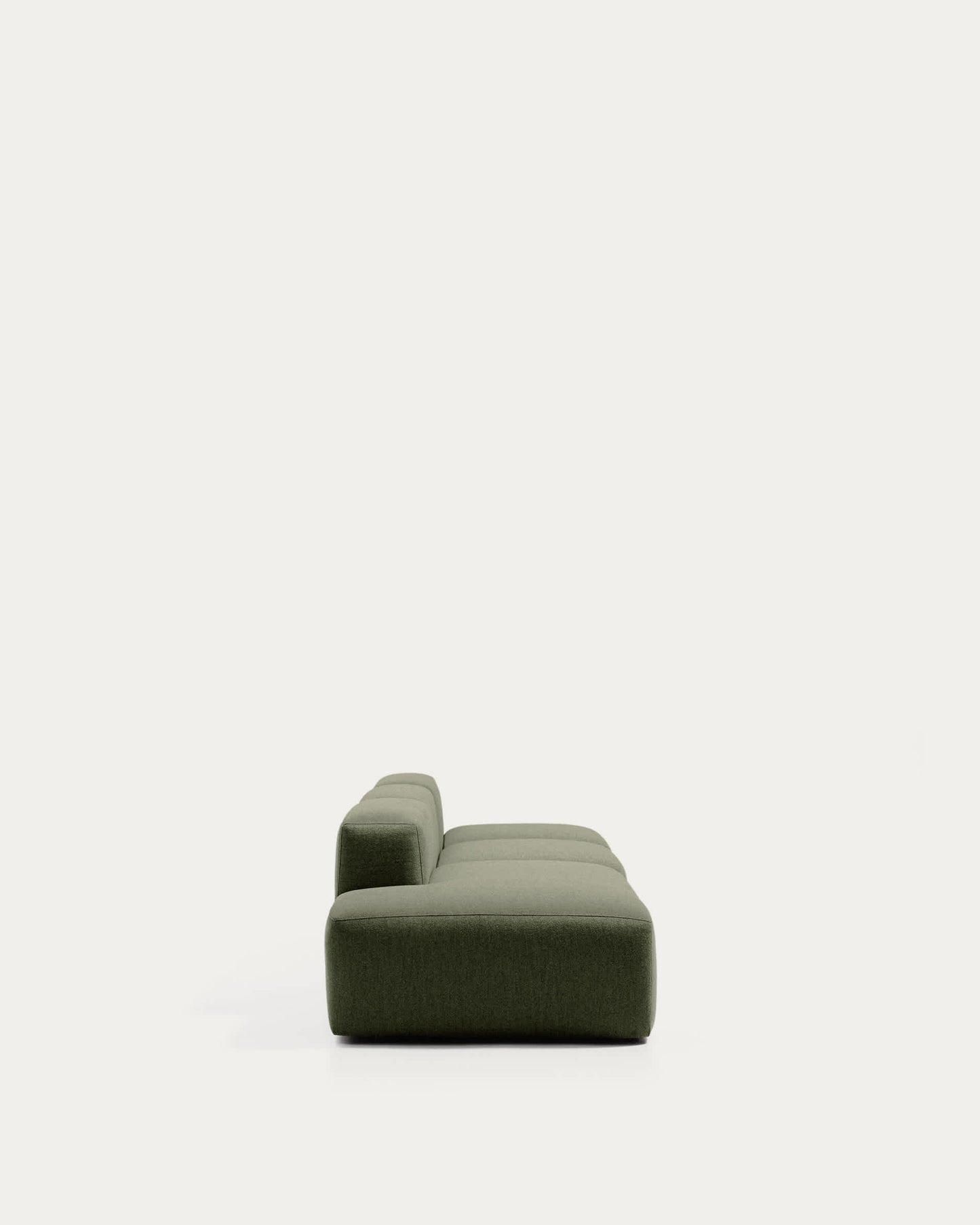 Divano Blok 3 posti con terminale sinistro in ciniglia verde muschio 325 cm FSC Mix Credit