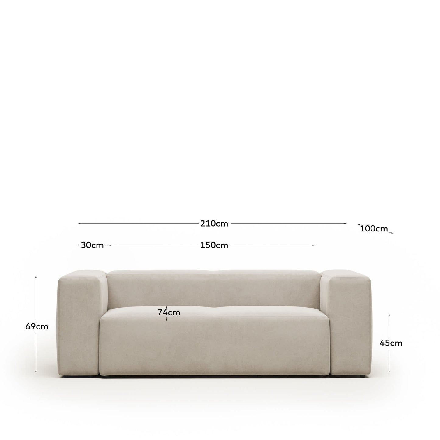 Divano Blok 2 posti beige 210 cm
