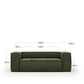 Divano Blok 2 posti in velluto a coste spesso verde 210 cm