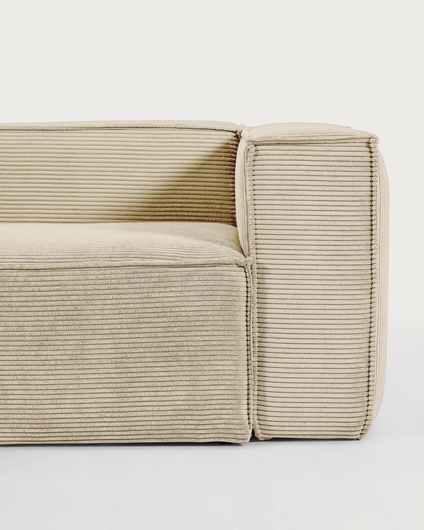 Divano Blok 2 posti in velluto a coste spesso color naturale 210 cm