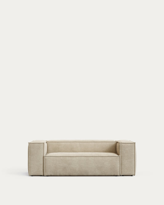 Divano Blok 2 posti in velluto a coste spesso color naturale 210 cm