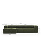 Divano Blok 4 posti chaise longue sinistra in velluto a coste spesse verde 330 cm