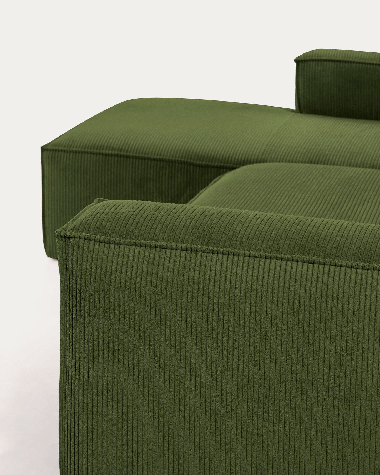 Divano Blok 4 posti chaise longue sinistra in velluto a coste spesse verde 330 cm