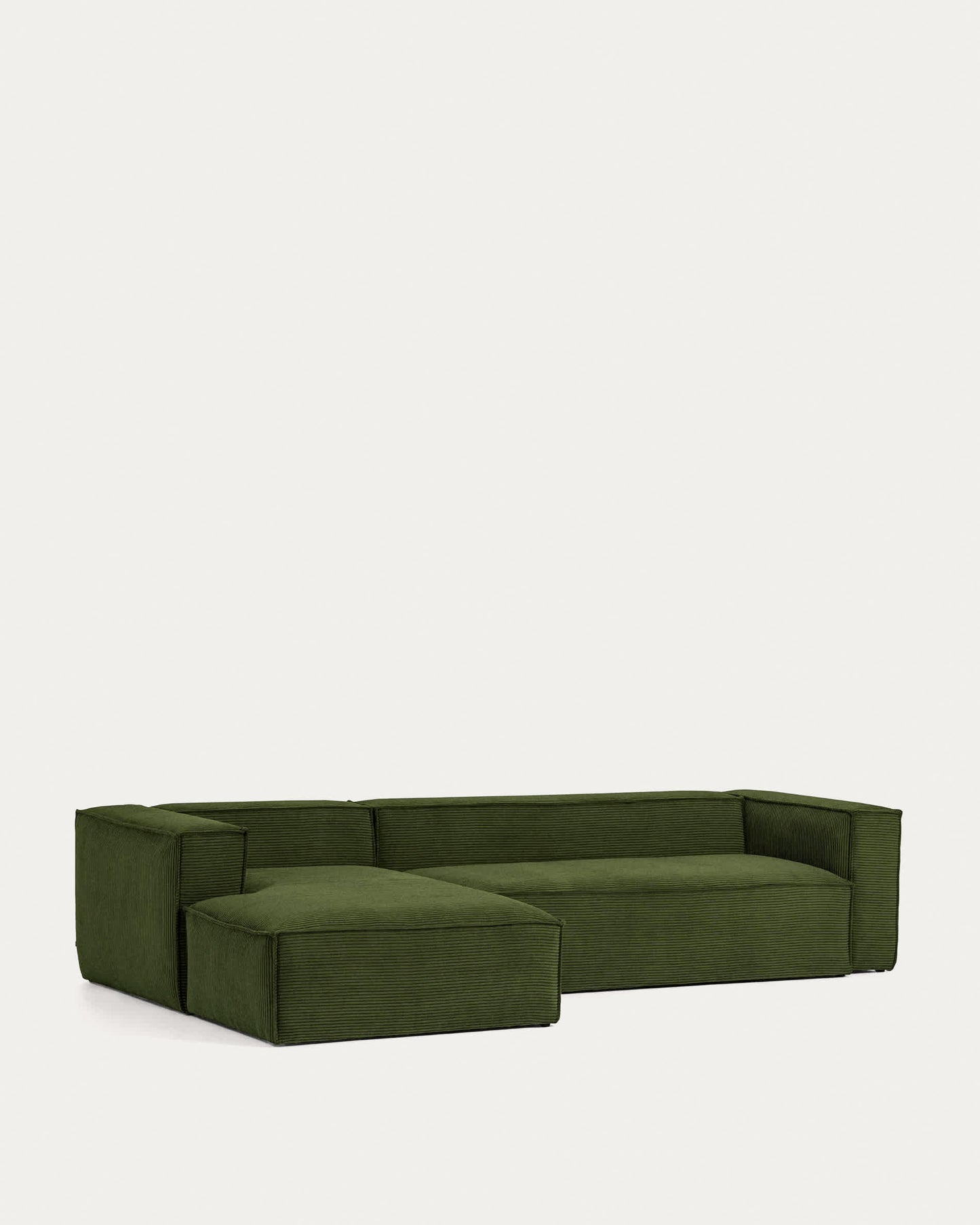 Divano Blok 4 posti chaise longue sinistra in velluto a coste spesse verde 330 cm