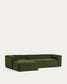 Divano Blok 4 posti chaise longue sinistra in velluto a coste spesse verde 330 cm