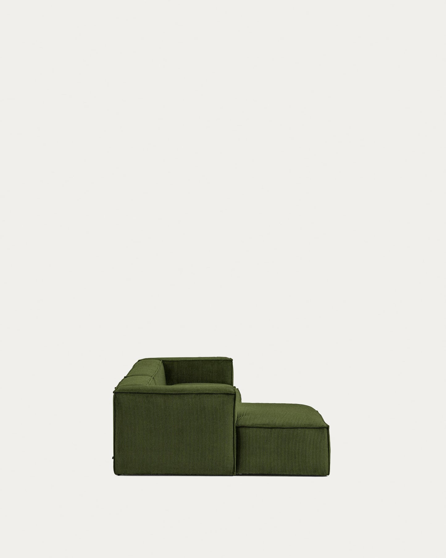 Divano Blok 4 posti chaise longue sinistra in velluto a coste spesse verde 330 cm