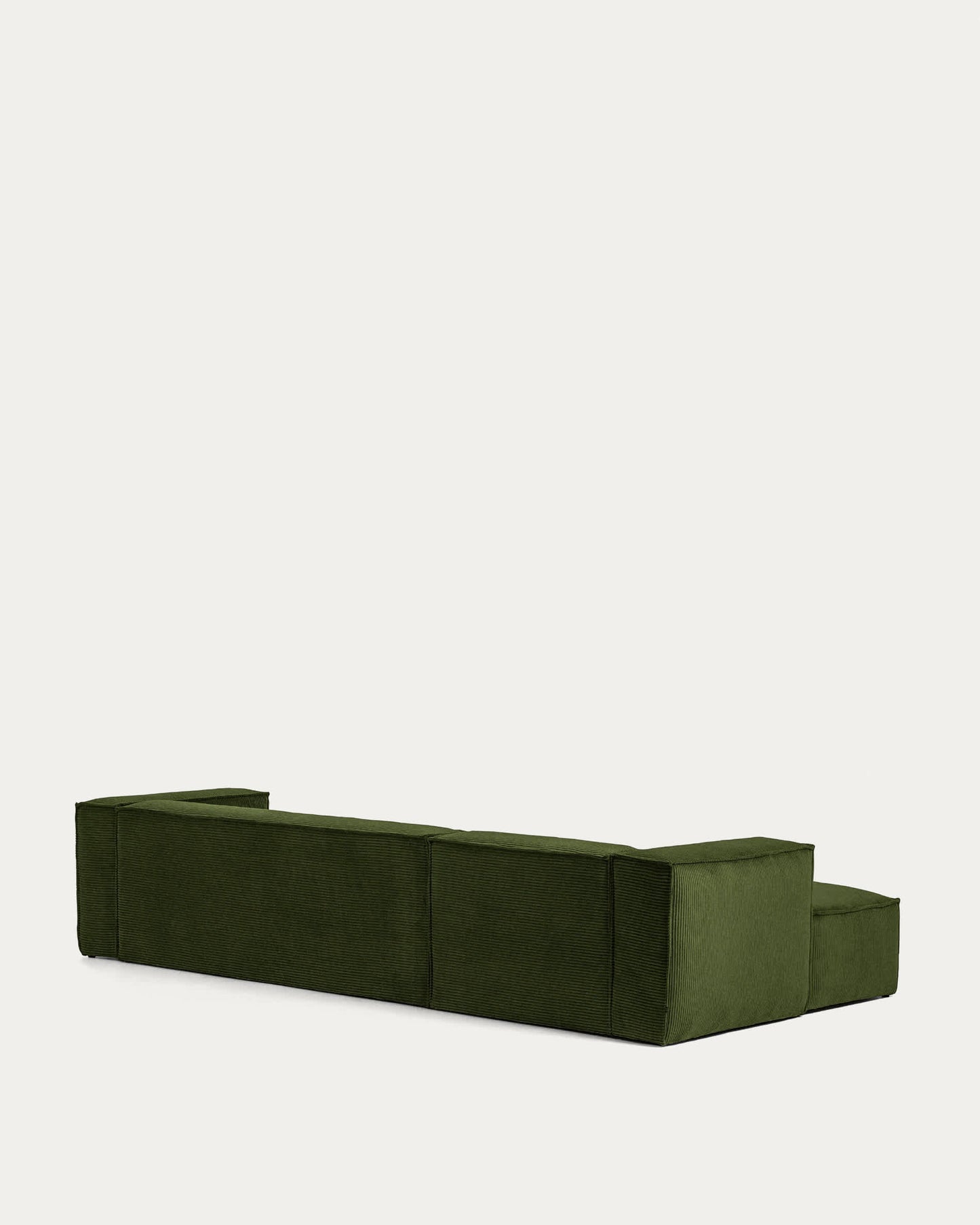 Divano Blok 4 posti chaise longue sinistra in velluto a coste spesse verde 330 cm