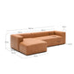 Divano Blok in pelle marrone a 4 posti con chaise longue a sinistra 330 cm