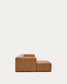 Divano Blok in pelle marrone a 4 posti con chaise longue a sinistra 330 cm