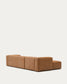 Divano Blok in pelle marrone a 4 posti con chaise longue a sinistra 330 cm