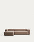 Divano Blok 4 posti in ciniglia marrone con chaise longue sinistra 330 cm FSC Mix Credit