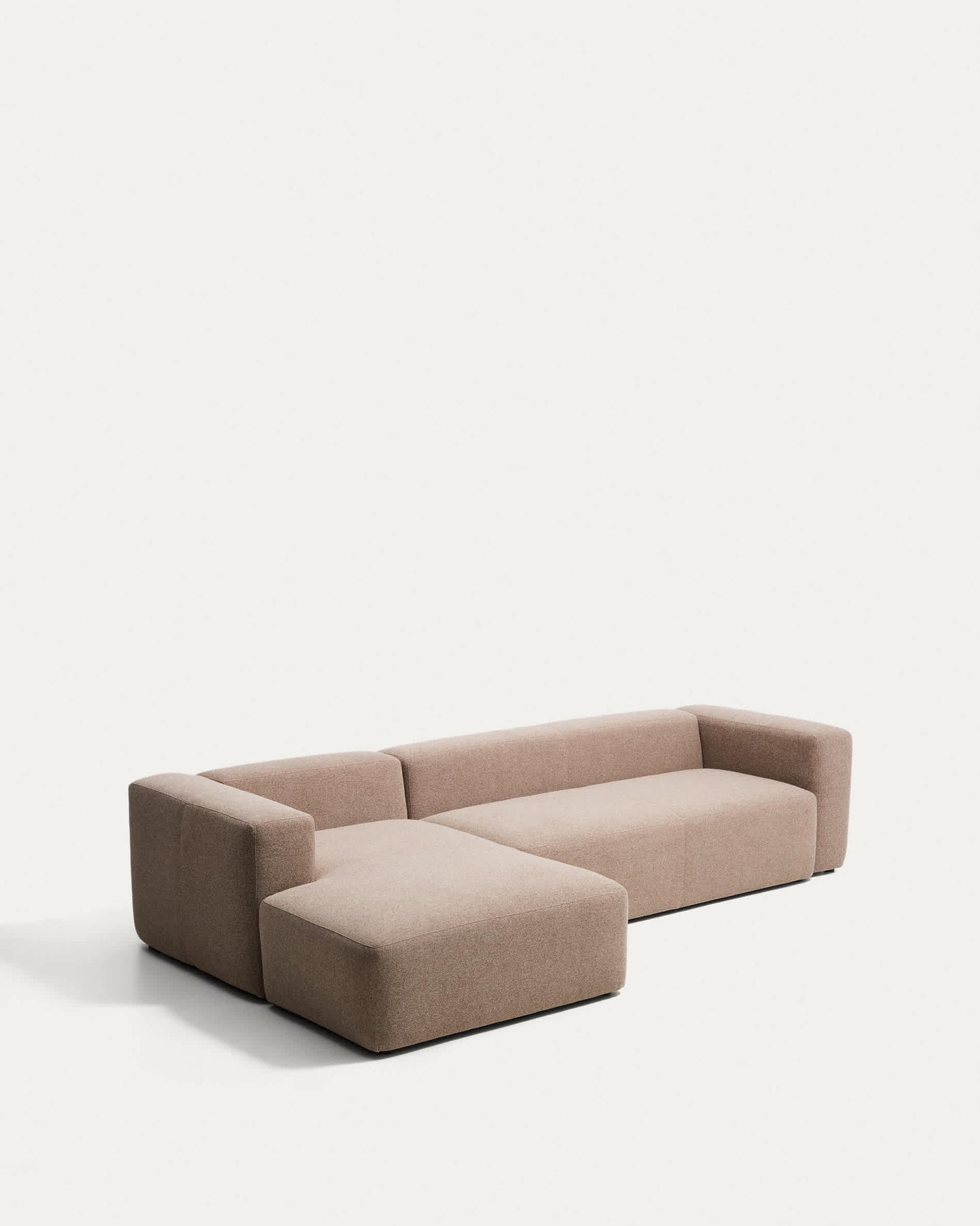 Divano Blok 4 posti in ciniglia marrone con chaise longue sinistra 330 cm FSC Mix Credit