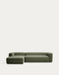 Divano Blok 4 posti in ciniglia verde muschio con chaise longue sinistra 330 cm FSC Mix Credit