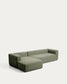 Divano Blok 4 posti in ciniglia verde muschio con chaise longue sinistra 330 cm FSC Mix Credit