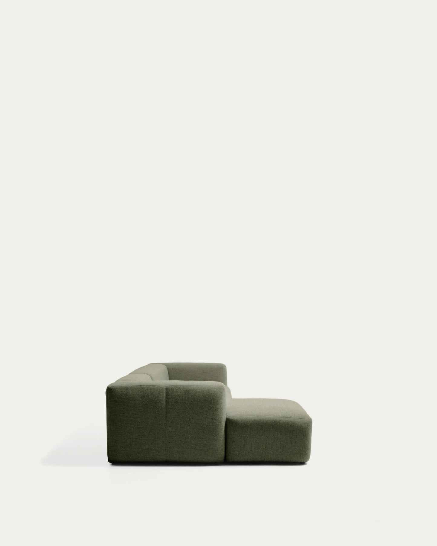 Divano Blok 4 posti in ciniglia verde muschio con chaise longue sinistra 330 cm FSC Mix Credit