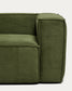 Divano Blok 3 posti con bracciolo sinistro e pouf terminale in velluto a coste spesso verde 270 cm FSC Mix Credit