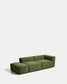 Divano Blok 3 posti con bracciolo sinistro e pouf terminale in velluto a coste spesso verde 270 cm FSC Mix Credit