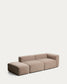 Divano Blok 3 posti con bracciolo destro e pouf terminale in ciniglia marrone 270 cm FSC Mix Credit