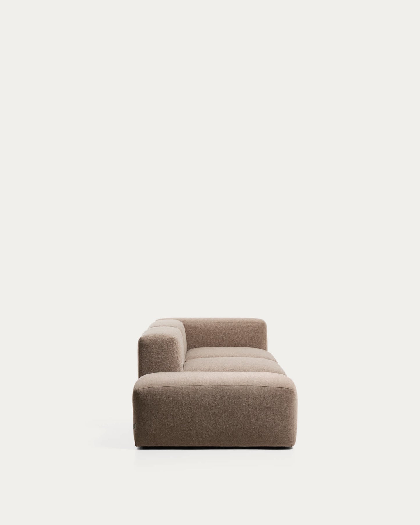Divano Blok 3 posti con bracciolo destro e pouf terminale in ciniglia marrone 270 cm FSC Mix Credit