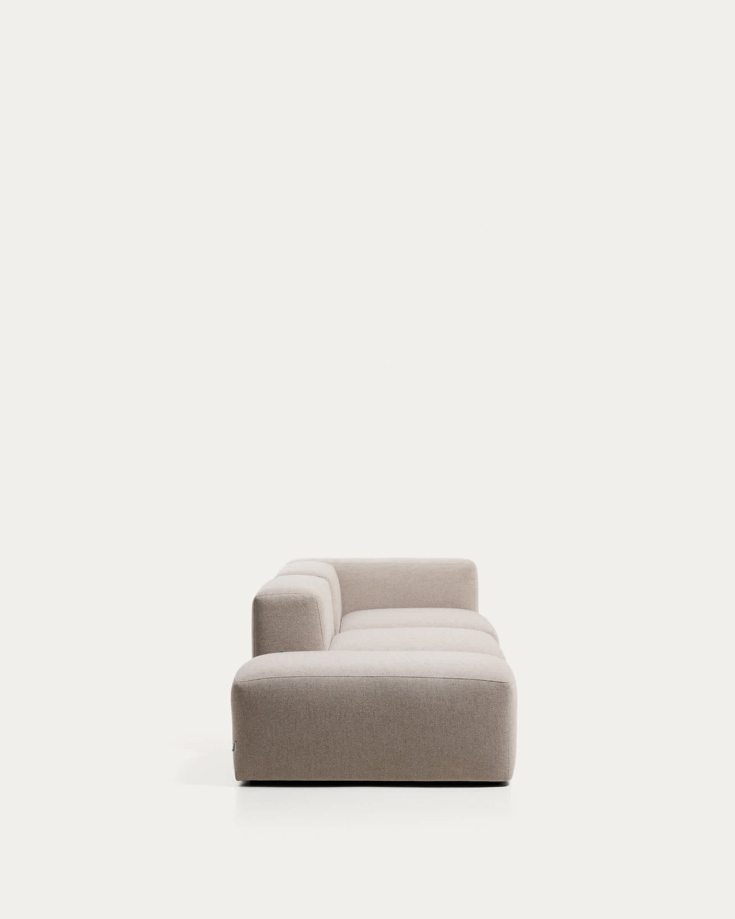 Divano Blok 3 posti con bracciolo destro e pouf terminale in ciniglia beige 270 cm FSC Mix Credit