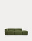 Divano Blok 3 posti con bracciolo sinistro e pouf terminale in velluto a coste spesso verde 270 cm FSC Mix Credit