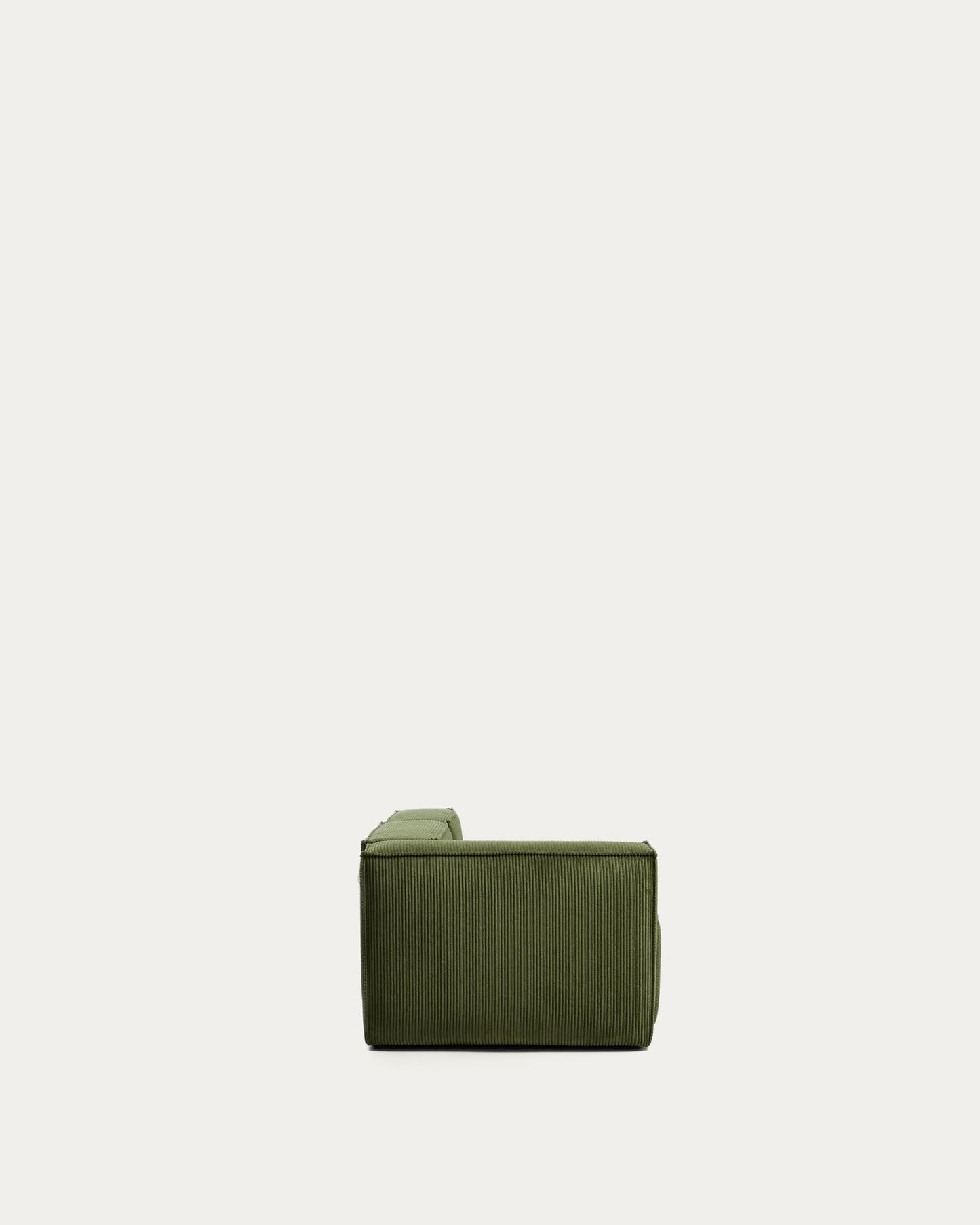 Divano Blok 3 posti con bracciolo sinistro e pouf terminale in velluto a coste spesso verde 270 cm FSC Mix Credit