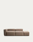 Divano Blok 3 posti con bracciolo sinistro e pouf terminale in ciniglia marrone 270 cm FSC Mix Credit