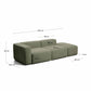 Divano Blok 3 posti con bracciolo sinistro e pouf terminale in ciniglia verde muschio 270 cm FSC Mix Credit