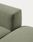 Divano Blok 3 posti con bracciolo sinistro e pouf terminale in ciniglia verde muschio 270 cm FSC Mix Credit