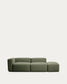Divano Blok 3 posti con bracciolo sinistro e pouf terminale in ciniglia verde muschio 270 cm FSC Mix Credit