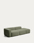 Divano Blok 3 posti con bracciolo sinistro e pouf terminale in ciniglia verde muschio 270 cm FSC Mix Credit